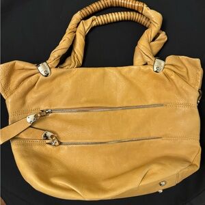 B. Makowsky Mustard Leather Shoulder Bag